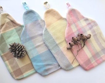 Vintage wool plaid hottie covers Australian made