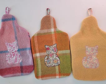 Kitty cat Gift Upcycled wool Hottie Cover