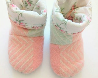 Peach and mint Pastel Baby Boots gift for baby girl