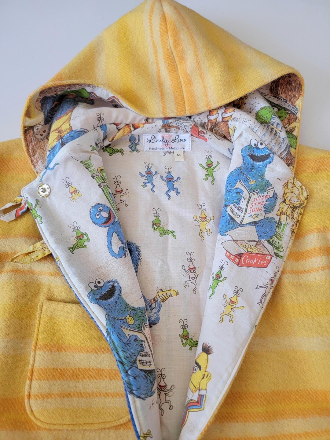 Striped Robe Muppet Muppets Striped Yellow Wool Coat Gender Neutral Size 2 - Etsy