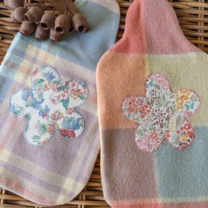 hot water bottle cover flower gift for mum lilac or coral