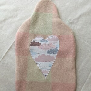 Valentines Gift upcycled wool Hot water bottle cover heart hottie cover image 8