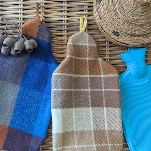 Australian wool upcycled hot water bottle cover with hottie add on