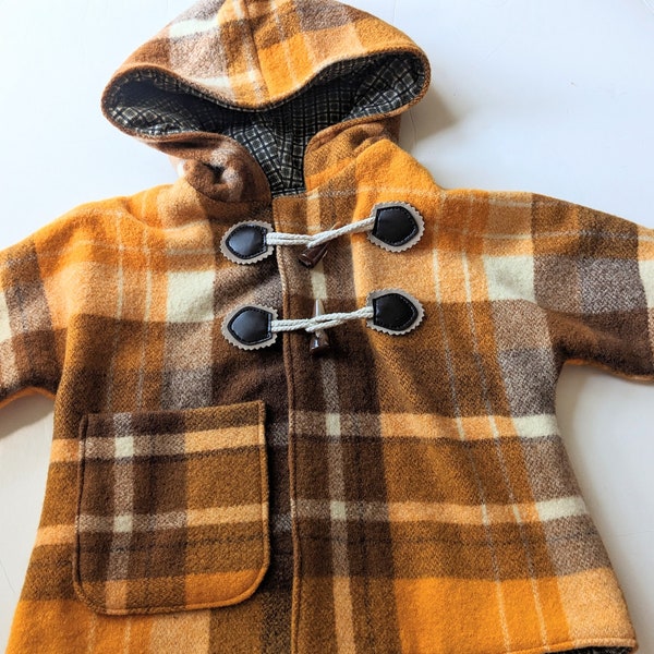 Couverture pour enfant marron et orange neutre en laine doublée de flanelle, taille 6
