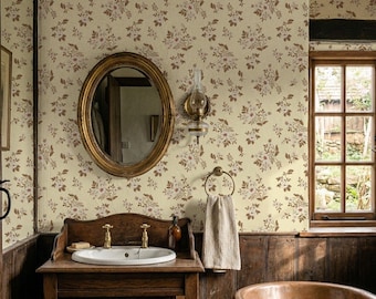 Primrose Wallpaper in Buttercream Bloom, Cream Floral Peel and Stick Wallpaper, Soft Botanical Wall Panels, Hand-Painted Design