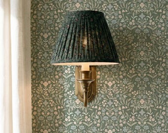 Roselyn Wallpaper in Saybrook Sage, Sage Green Botanical Peel and Stick Wallpaper, Mirrored Floral Wall Panels, Hand-Painted Design