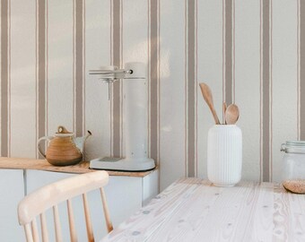 Moulding Line Wallpaper in Vintage Rose, Dusty Rose Stripe Peel and Stick Wallpaper, Heritage Stripe Wall Panels, Hand-Painted Design