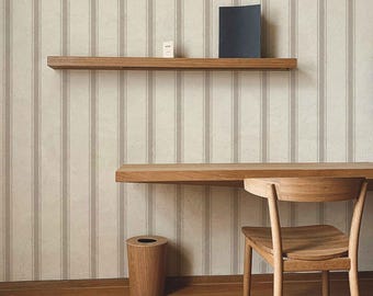 Moulding Line Wallpaper in Cool Taupe, Neutral Stripe Peel and Stick Wallpaper, Heritage Stripe Wall Panels, Hand-Painted Design