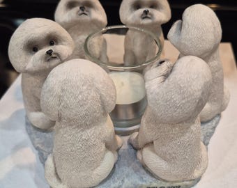 Bichon Frise Circle Candle Holder Continental Creations 2002