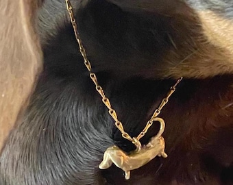14k Gold Plated Dachshund Necklace | Sausage Dog Memorial Pendant | Pet Remembrance Jewellery