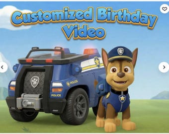 Vídeo personalizado de cumpleaños de Chase de Paw Patrol, mensaje de cumpleaños personalizado para niños, vídeo con nombre y edad, divertida sorpresa de cachorros de Paw Patrol para niños pequeños.