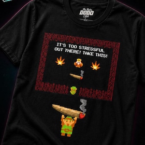 The Legend Of Zelda 8-Bit Stress Relief Design T-Shirt | Pixel Art, Retro Gaming, Funny Quote
