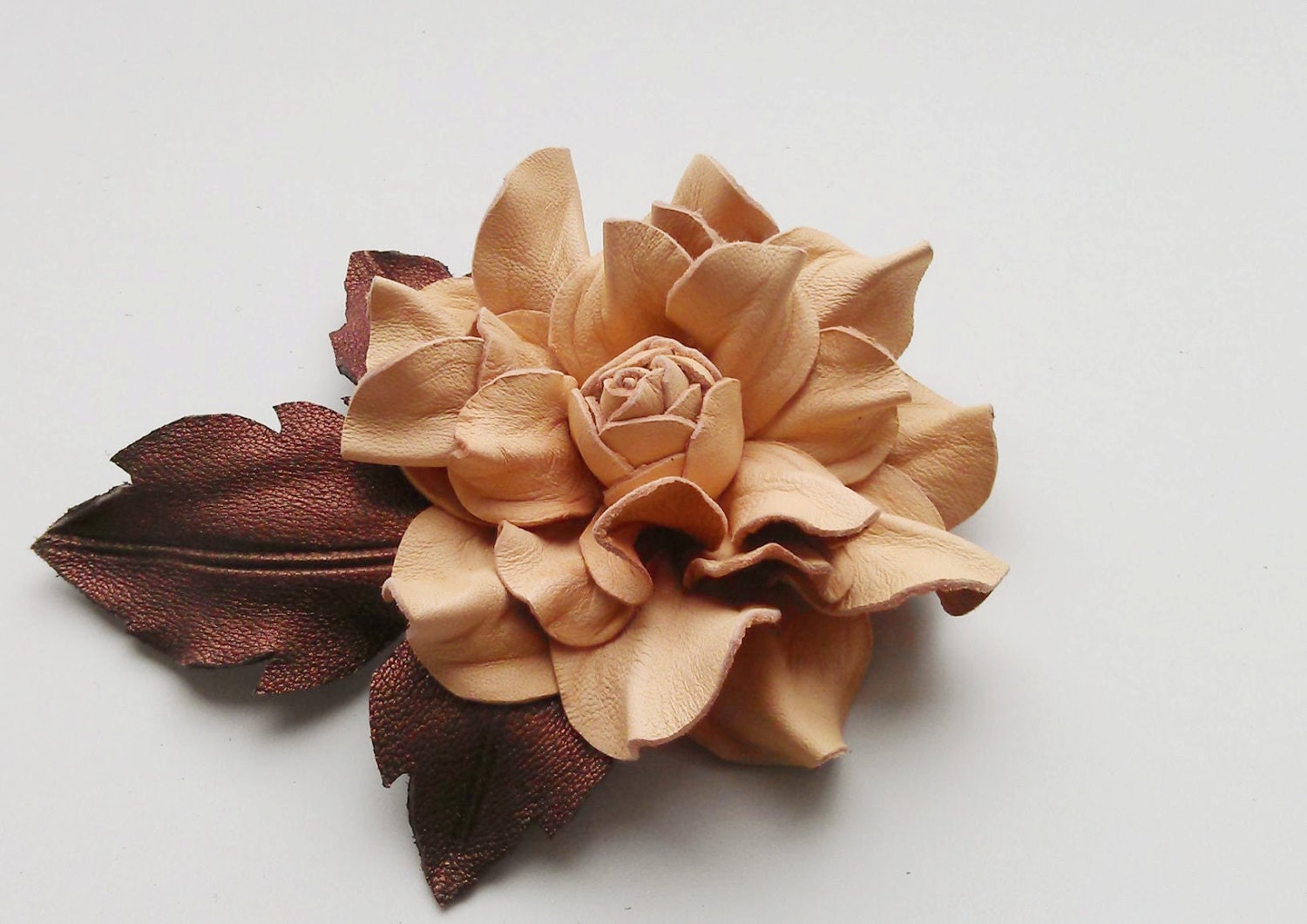 Handmade genuine leather flower brooch Leather brooch Etsy