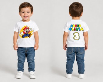 Family Birthday Matching Shirts Kids Custom Name Party Gamer Theme Unisex Outfit Set