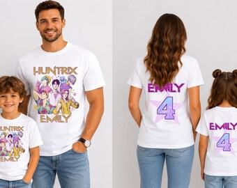 Custom Huntrix Birthday Girl Shirt, Personalized Kpop Demon Hunter Birthday Tee,