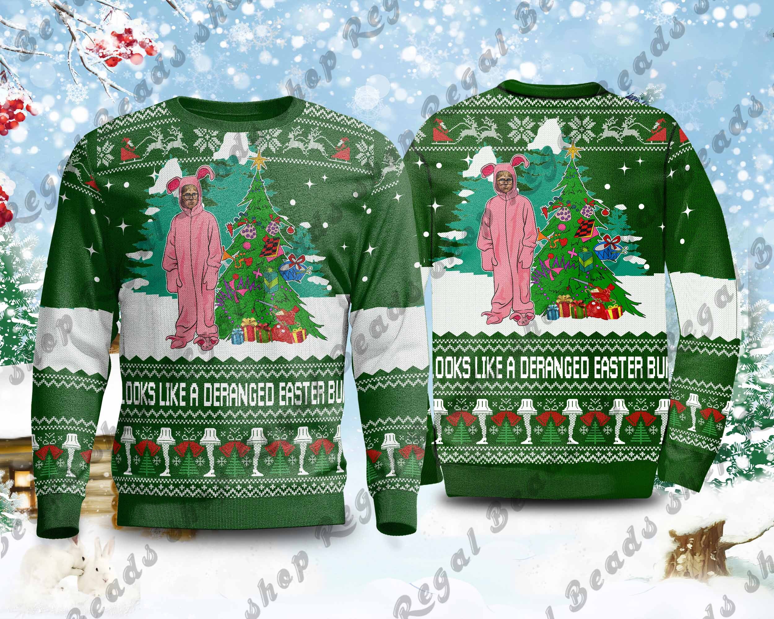 Look Like Easter Bunny Ugly Christmas Sweater Leg Lamp Sweater