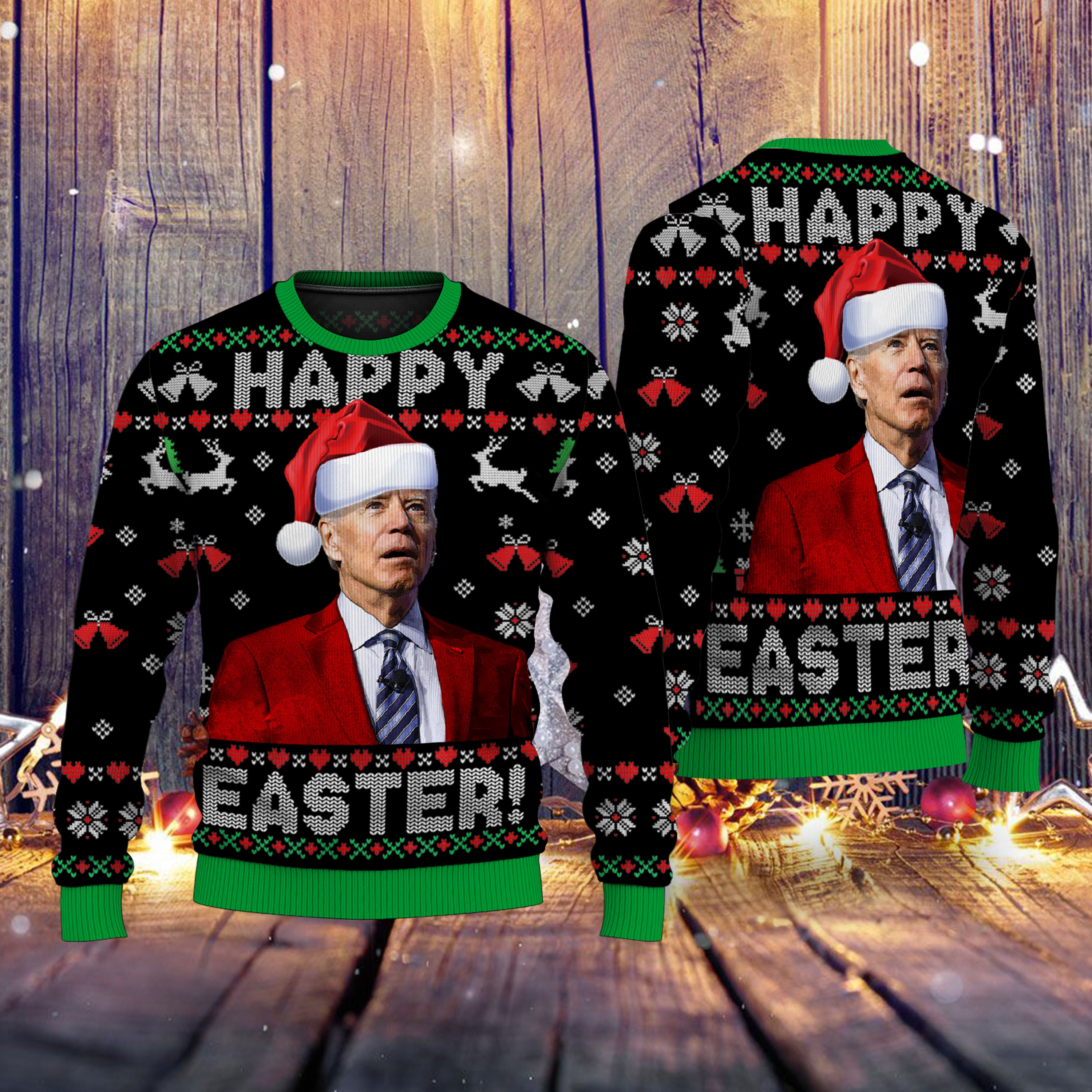 Merry 4th Of Easter Ugly Sweater, Santa Joe Biden 3D Sweater