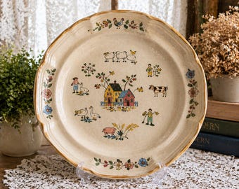 Bandeja de servir vintage Mikasa Heartland 7714 – Gres rústico estilo granja – Hecho en Japón