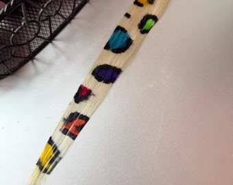 Rainbow Cheetah Clip-In Hair Extension | 18" 100% Human Hair | Double or Single Weft | Colorful Leopard Print | Festival, Y2K & Alt Hair