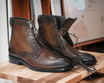 Vintage 1980\'s Leather Stacie Adams Ankle Boot Men\'s Ankle Boots | Stacy Adams, 13E Men, Genuine Leather | Mezcal  main image 2