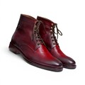 Handmade Men's Burgundy Patina Leather Boots, Lace Up Ankle Dress Boots