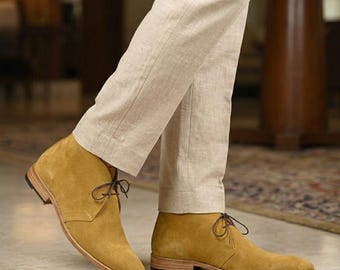 Chukka Stiefel aus Wildleder für Herren, handgefertigte Wüstenstiefel aus Leder für die Freizeitkleidung