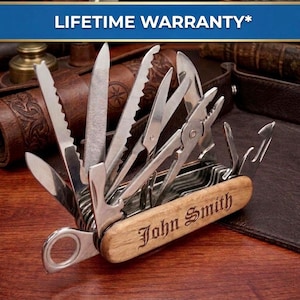 28-in-1 Personalized Engraved Pocket Knife Multi-Tool Father Of The Bride Groom Custom 10 Year Anniversary Gift Husband Son Nephew Birthday