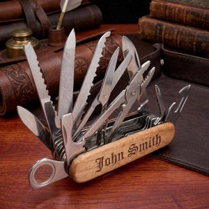 28-in-1 Personalized Engraved Pocket Knife Multi-Tool Father Of The Bride Groom Custom 10 Year Anniversary Gift Husband Son Nephew Birthday