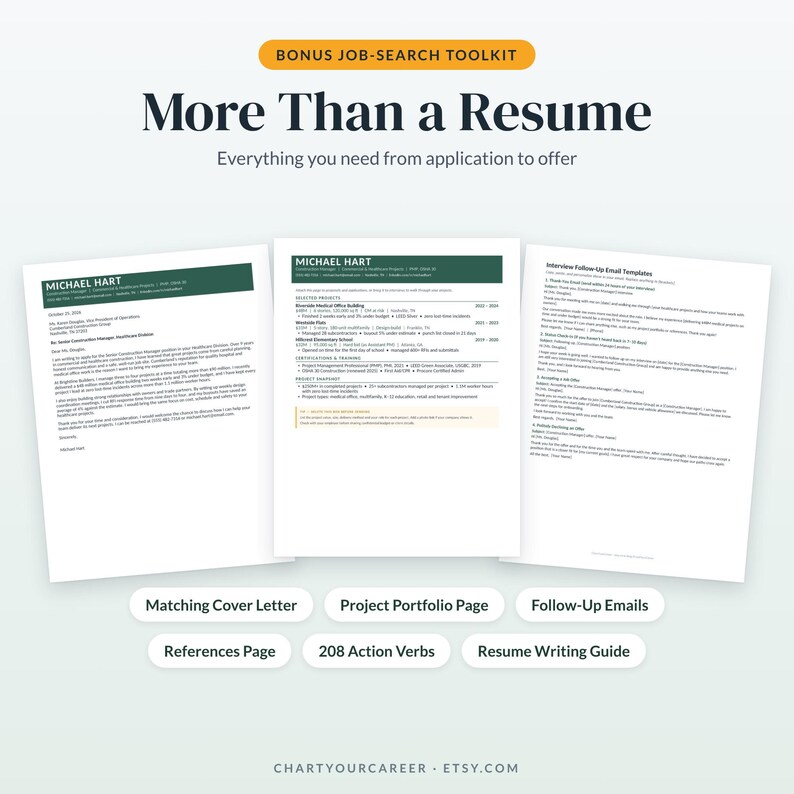 Construction Manager Resume Template, Project Manager Resume Word, ATS ...
