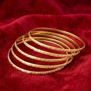 14K Gold Waterproof Bangle: Thin Tarnish-Free Stacking Bangle