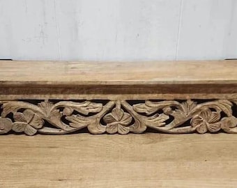 Mensola da parete intagliata a mano, realizzata a mano in legno massello di teak, decorazione per la casa, mensola da appendere al muro, regalo unico, design tradizionale per la casa, bellissima.