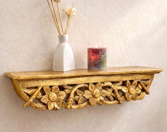 Mensola da parete Victoria design intagliata a mano in legno massello di teak intagliato a mano decorazione per la casa mensola da appendere regalo Casa unica tradizionale