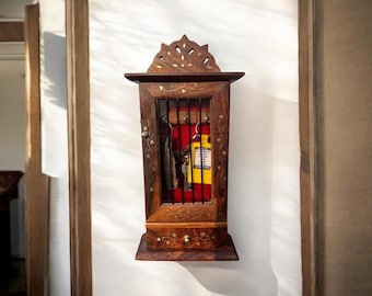 Portachiavi in stile fatto a mano Portachiavi in legno Artigianato a mano Mobiletto Organizzatore da parete, Decorazione rustica tradizionale design unico casa e