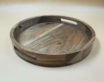 Vassoio rotondo in legno, decorazione personale per la cucina, scultura tradizionale fatta a mano, design unico intagliato a mano, regali per la casa