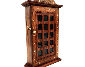 Portachiavi in legno fatto a mano, mobiletto artigianale, organizer da parete, decorazione rustica, design tradizionale unico per la casa e il soggiorno.