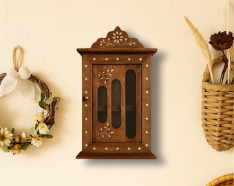 Portachiavi in stile fatto a mano Portachiavi in legno Artigianato a mano Mobiletto Organizzatore da parete, Decorazione rustica tradizionale design unico casa e
