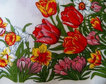 Vintage Spring Tulip Placemats - Set of 6 Unused Holland Cotton (19" x 13")