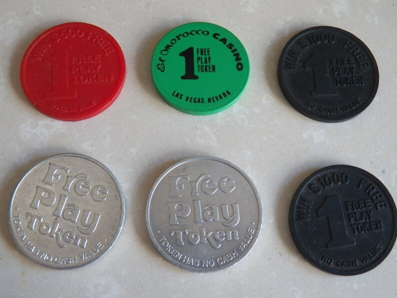 Set of Six Vintage 1970 Las Vegas Souvenir Tokens from Various Casinos