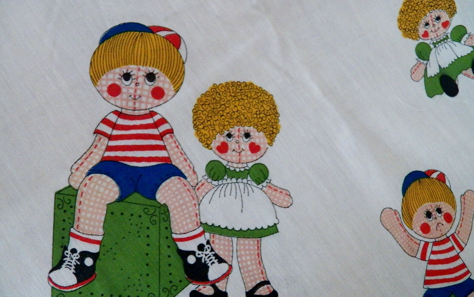 Vintage 1974 Cotton Novelty Fabric Hand Made Dolls SPRING Etsy
