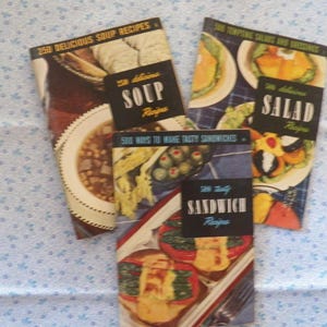 Vintage Culinary Arts Cookbooks: Soup, Salad, Sandwich Recipe Set