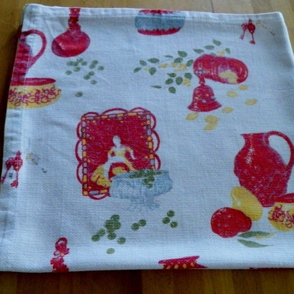 Mid Century Tablecloth Vintage Decor Motif 25" x 29" Perfect for Small Table or Vintage Camper GLAMPING Thick Cotton Retro 1950's Style