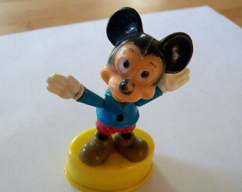 1977 Gabriel Industries Walt Disney MICKEY MOUSE PUSHPUPPET Toy Works Great Collectible Mickey Mouse Walt Disney 4" tall Push Bottom Toy