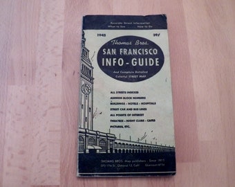 RARE Thomas Bros. SAN FRANCISCO Info-Guide and Complete Map Ex. Cond 60 pages Collectible Map and Guide World War Two Era Photos and Maps