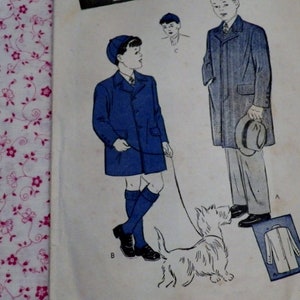 Vintage 1944 Butterick Sewing Pattern #3109 Boy's Coat and Cap Very RARE Pattern Great Condition Collectible Pattern