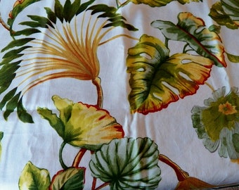 Gorgeous Vintage Decorator Cotton Fabric Remnant 45" x 54" Vibrant Earth Tone Floral Print Kaufmann Fabrics USA Made Cotton