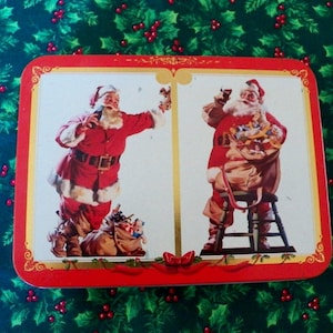 Vintage 1994 Playing Cards TIN COCA COLA Santa Claus Tin Only-no cards included Collectible Tin