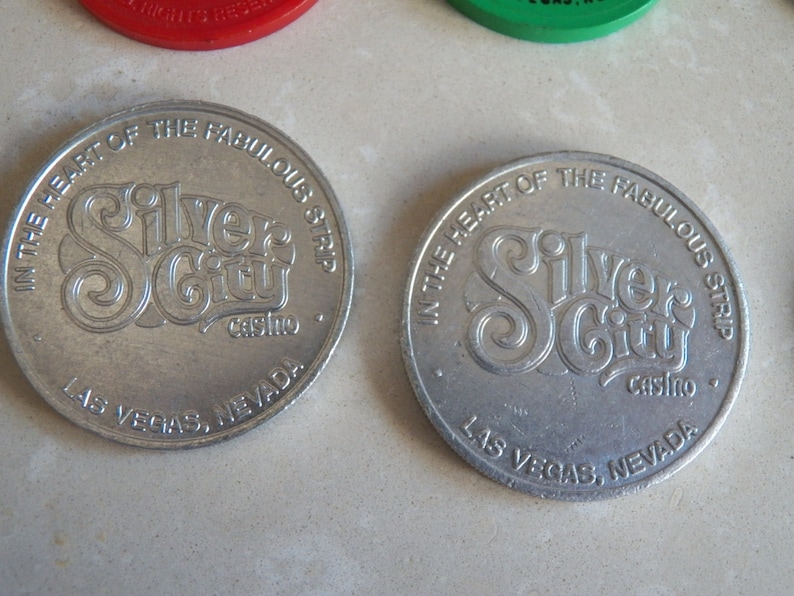 Set of Six Vintage 1970 Las Vegas Souvenir Tokens from Various Casinos