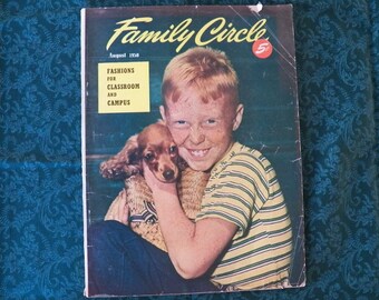Vintage 1950 FAMILY CIRCLE Magazine August Issue Great Condition 96 pages Recipes Decorating Mid Century Fashions