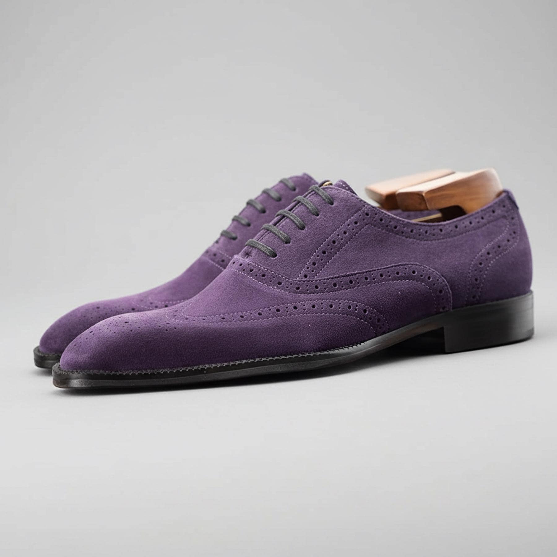 purple suede dress shoes High-end Purple Suede Leather Men's Brogue Engraved Baroque Dress Formal  Shoes