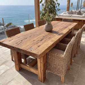 Rustic Walnut Kitchen Table, Handmade Solid Wood Dining Furniture, Modern Farmhouse Style, Custom Size Table